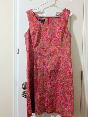 Jones New York Hot Pink Paisley Sleeveless Midi Dress